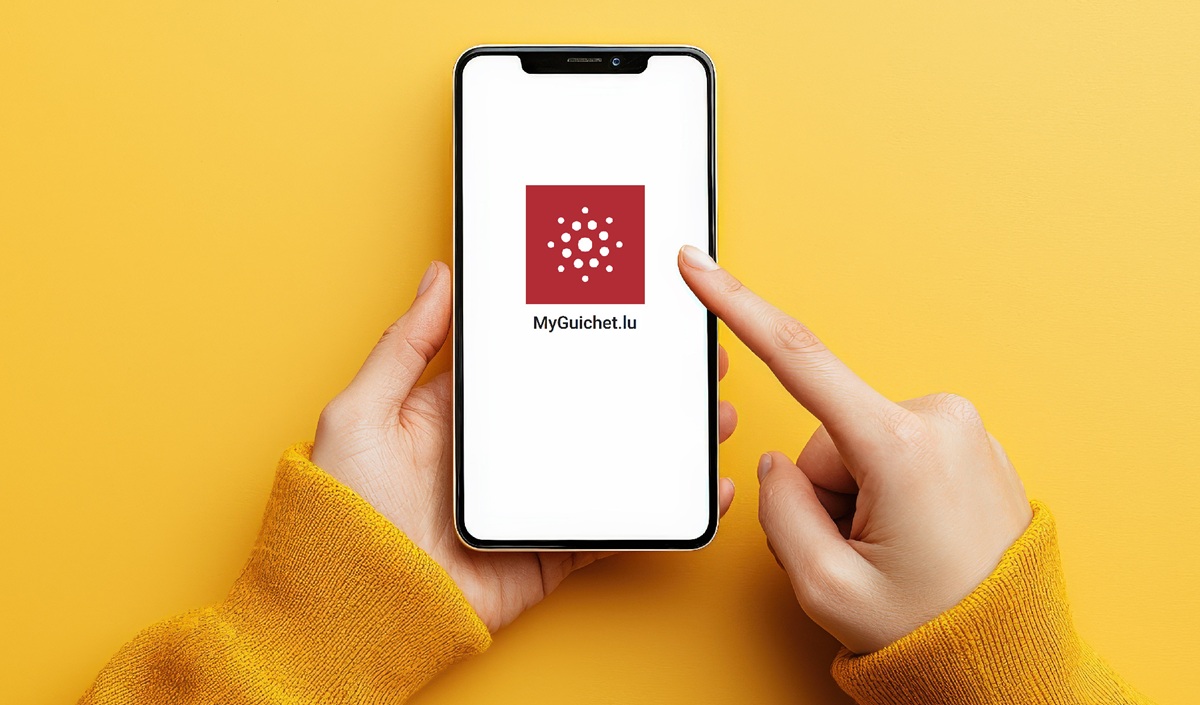 Smartphone avec logo application MyGuichet.lu