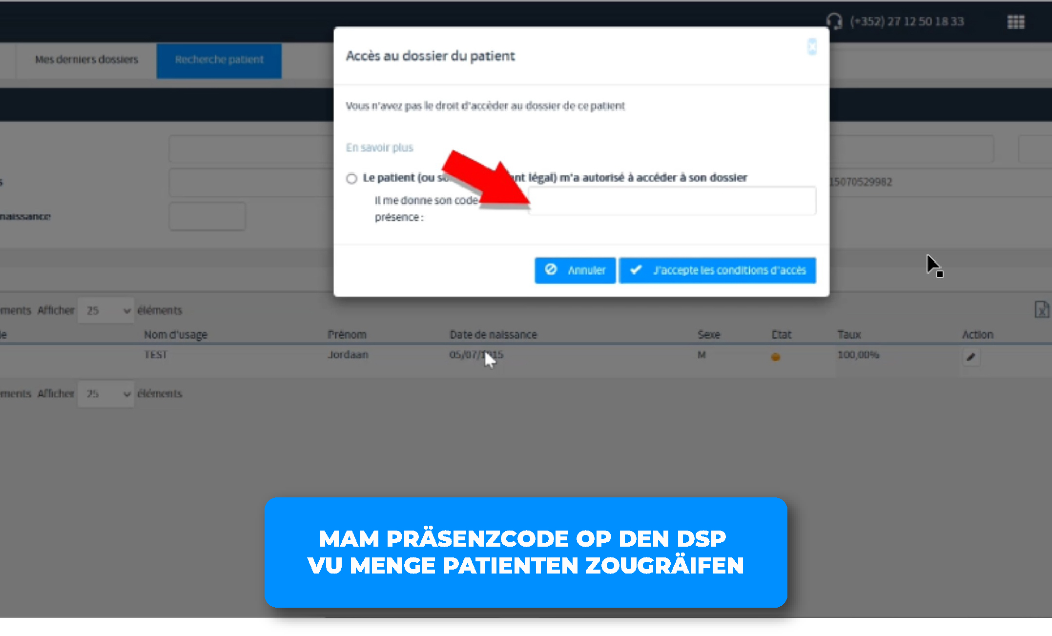 Espace vir Recherche vun engem Patient