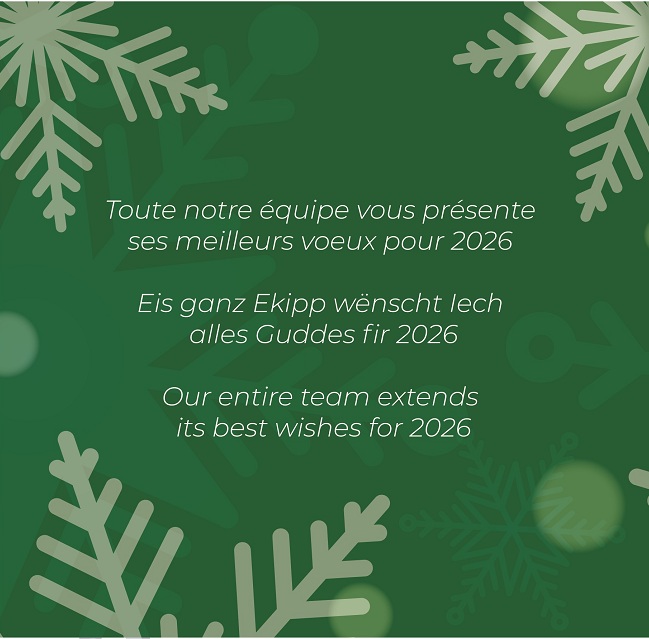 Eis ganz Equipe wënscht Iech alles Guddes fir 2026
